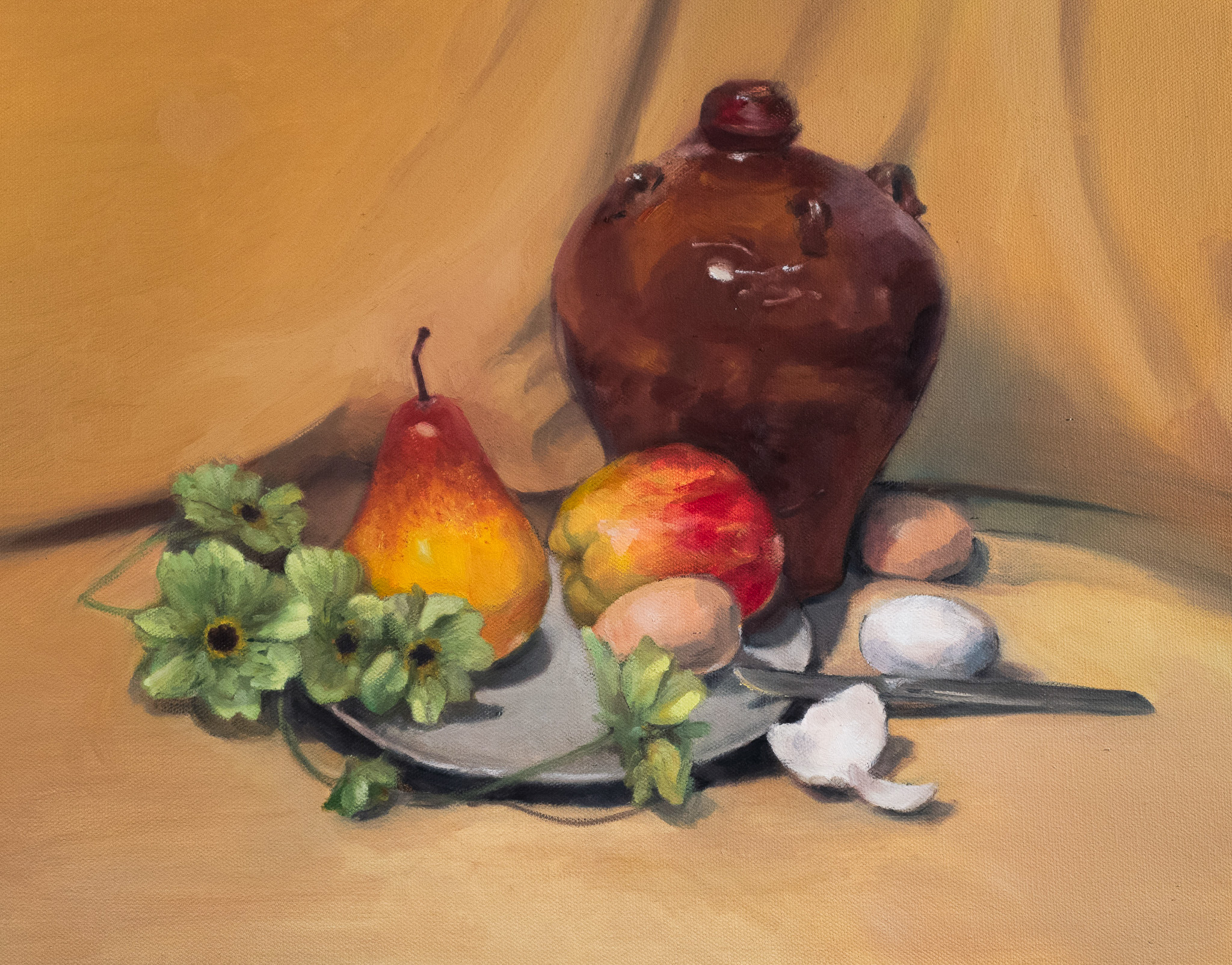 Vase and fruits paintin